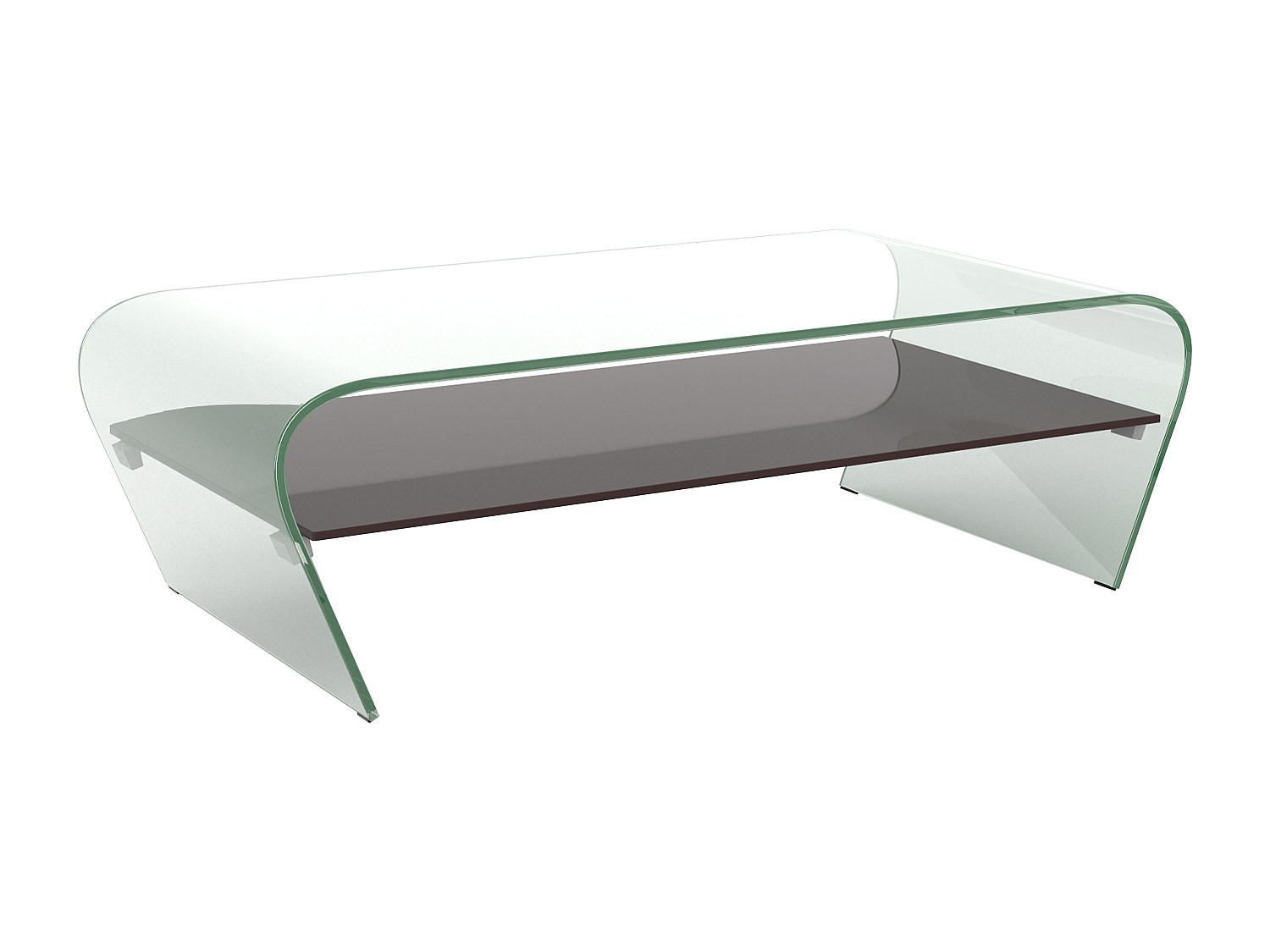 COUCHTISCH mit Ablage - Glas Design - Transparent & Schwarz - KELLY - Transparent/Schwarz, Glas (120/60/37cm) - Vente-Unique