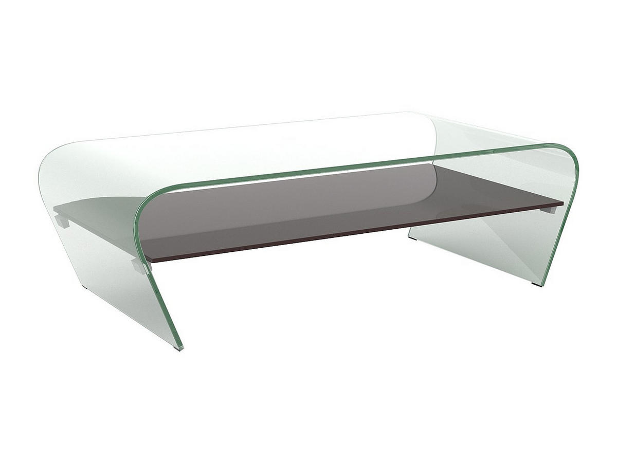 COUCHTISCH mit Ablage - Glas Design - Transparent & Schwarz - KELLY - Transparent/Schwarz, Glas (120/60/37cm) - Vente-Unique