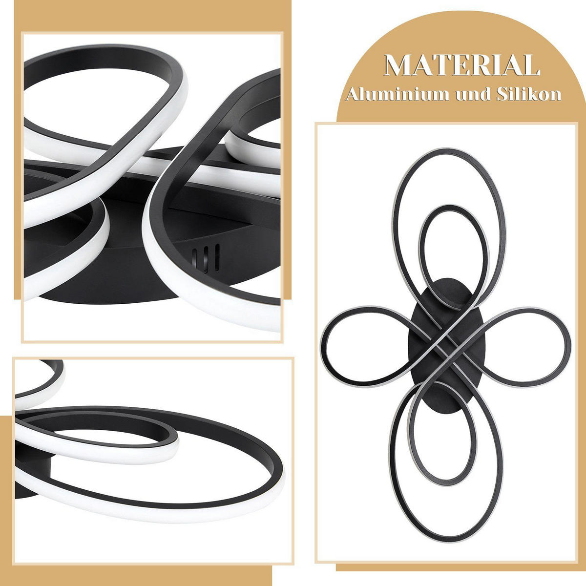 LED-DECKENLEUCHTE Alaric 100/58/9 cm - Schwarz, Metall (100/58/9cm) - Nettlife
