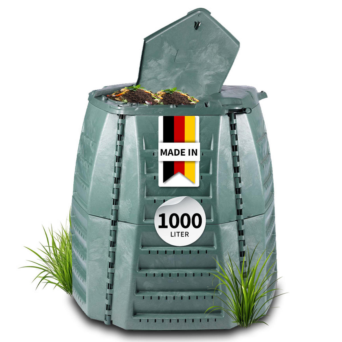 KOMPOSTER 1000 L, grün - Grün, Kunststoff (130/102/130cm) - GARANTIA