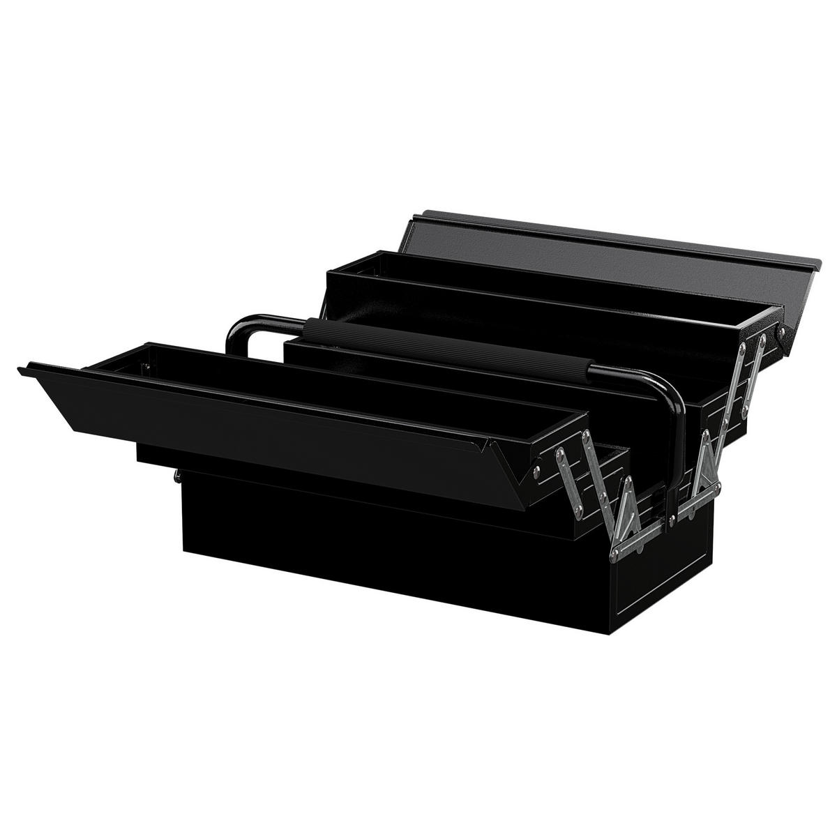WERKZEUGKASTEN DE-18490 3 Ebenen mit 5 ausziehbaren Ablagen Schwarz - Schwarz, Metall (20/34.5/45cm) - ComfortXL