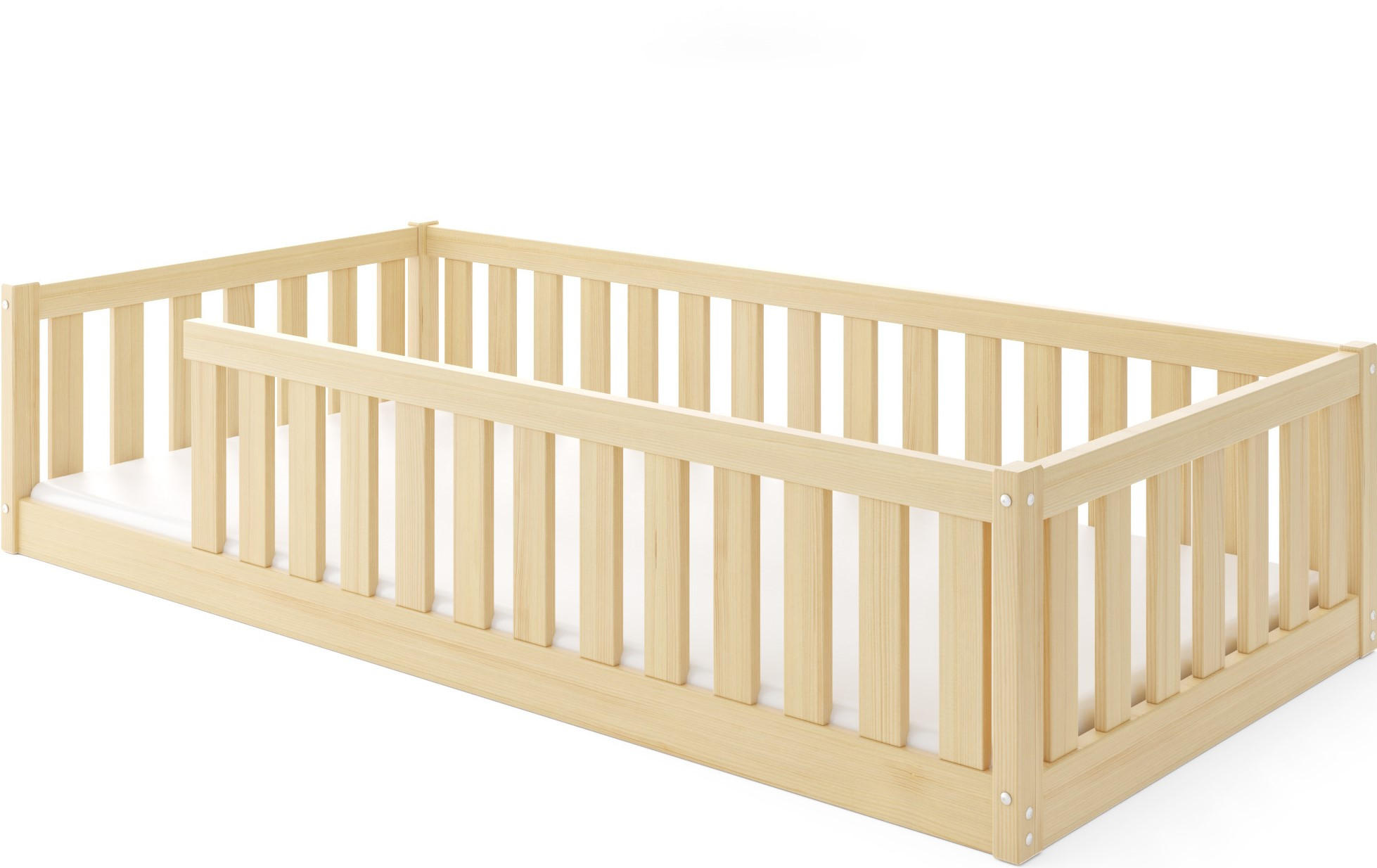 BODENBETT Bella 190x90 mit Rausfallschutz - Naturfarben, Holz (90/190cm) - Interbeds