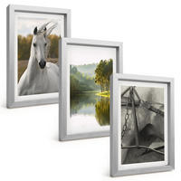 BILDER SET 3er Set - 20x30 cm Silberner Rahmen - Natur des Flusses White Horses - Silberfarben, Kunststoff (20/30cm) - TULUP