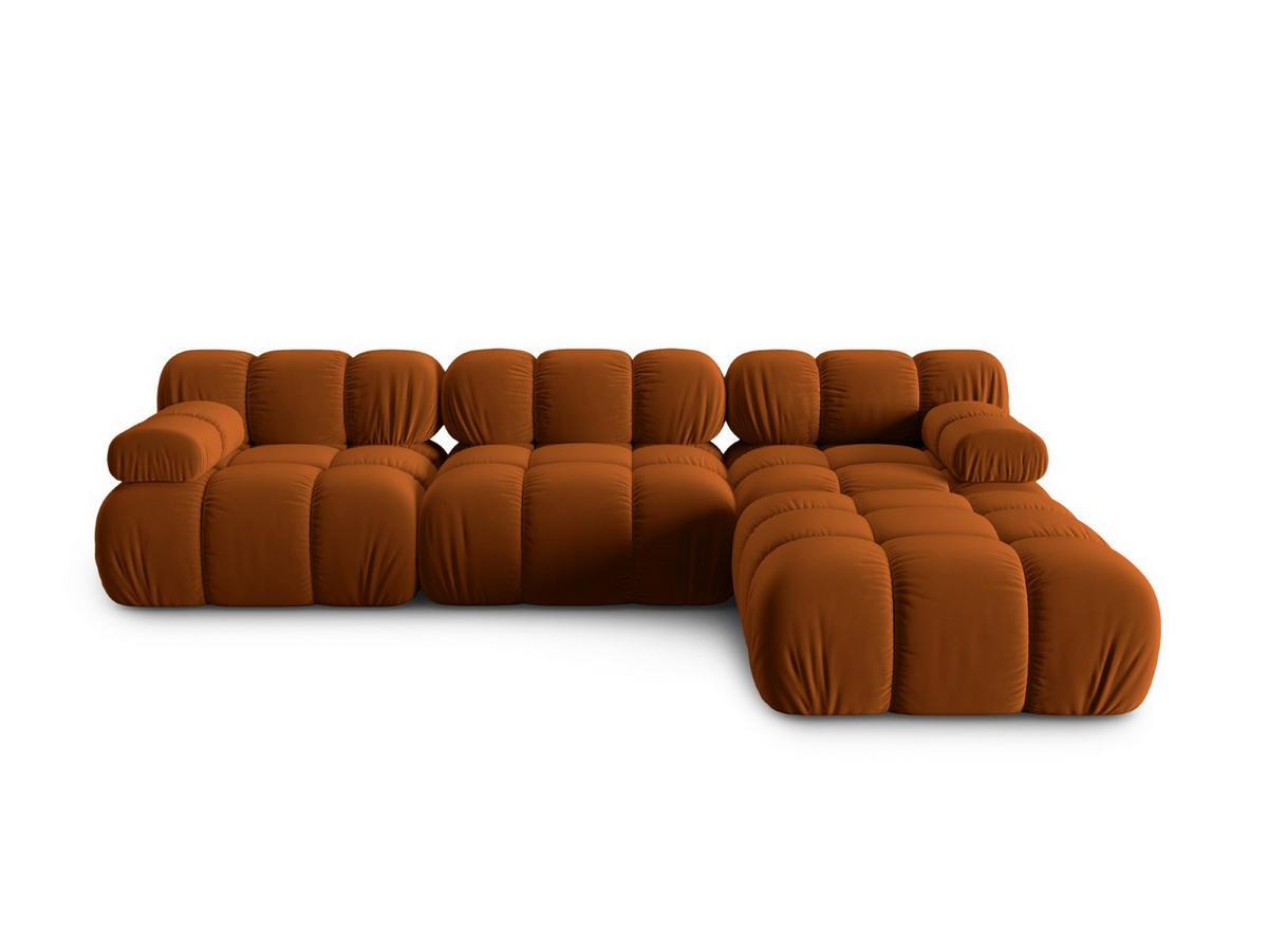 MODULARES-SOFA Bellis aus Samt terrakotta 4 Sitzplätze - Terra cotta, Textil (188/63/282cm) - Micadoni