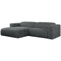 ECKSOFA PASADENA Dunkelgrau Cord - Links Seite - Dunkelgrau/Schwarz, Kunststoff/Textil (288/180cm) - MKS