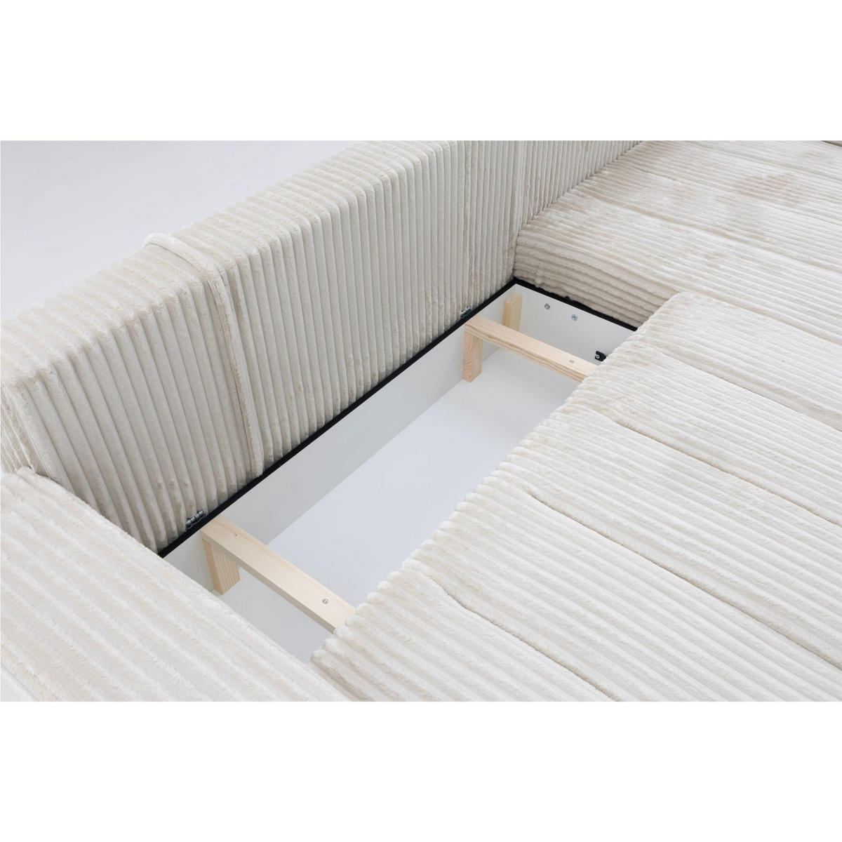 ECKSOFA PIANO L Rechts mit Schlaffunktion 137x234 Cord Beige - Beige/Silberfarben, Holz/Textil (178/278cm) - Muffo