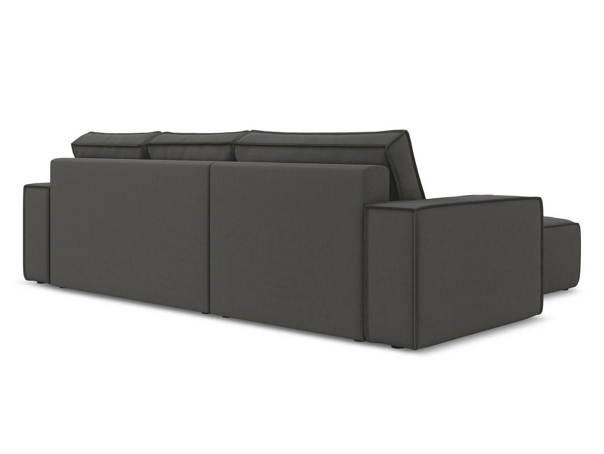 ECKSOFA mit Schlaffunktion Samt Stoff Grau - Dunkelgrau/Schwarz, Kunststoff/Textil (185/290cm) - Makamii