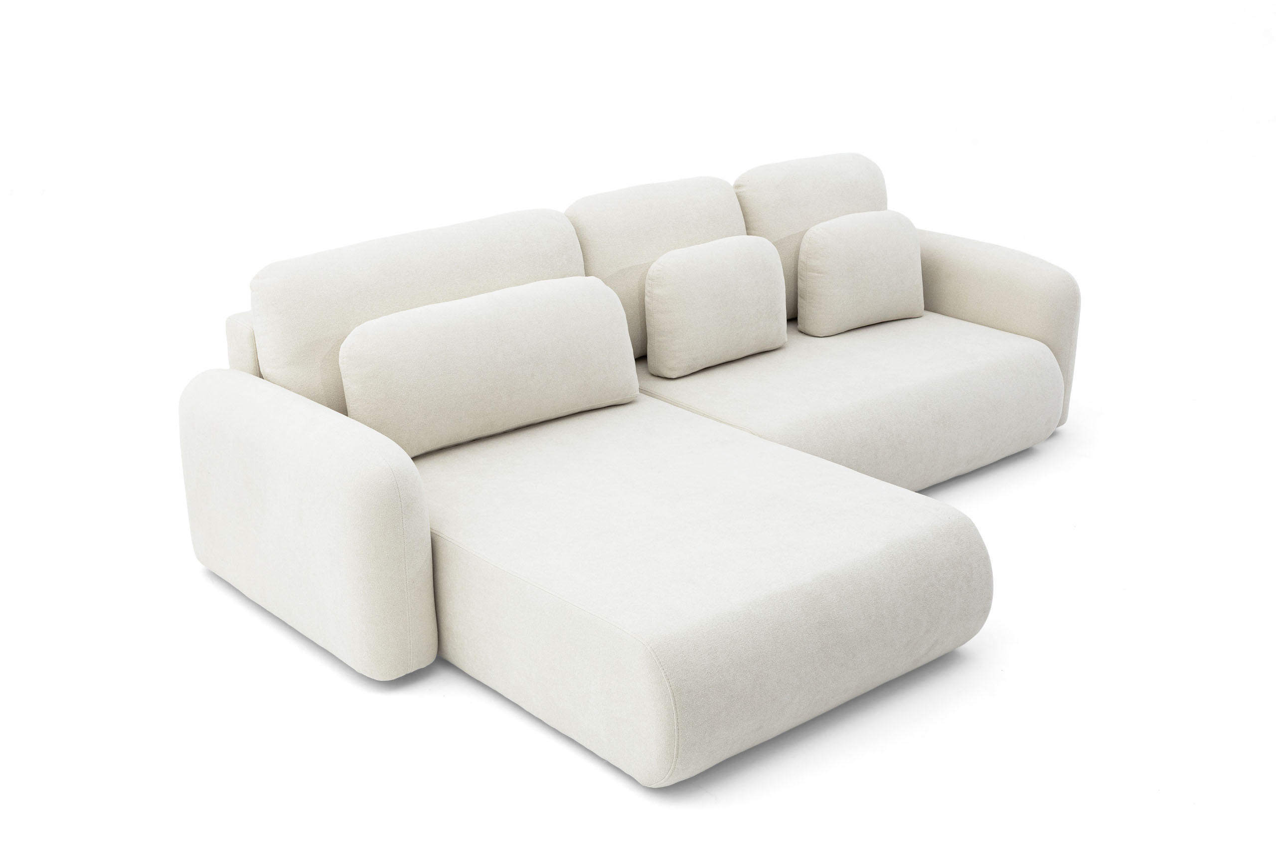 ECKSOFA NEST Universal mit Liegeflache 157x240 cm - Weiß, Textil (280/187cm) - Muffo