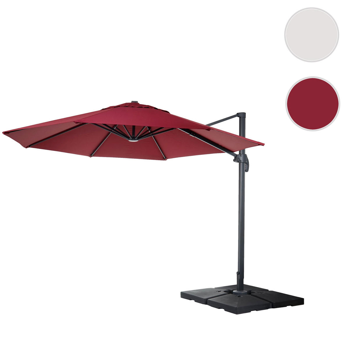 AMPELSCHIRM RUND Bordeaux 400/400 cm - Bordeaux, Textil (420/400cm) - MCW