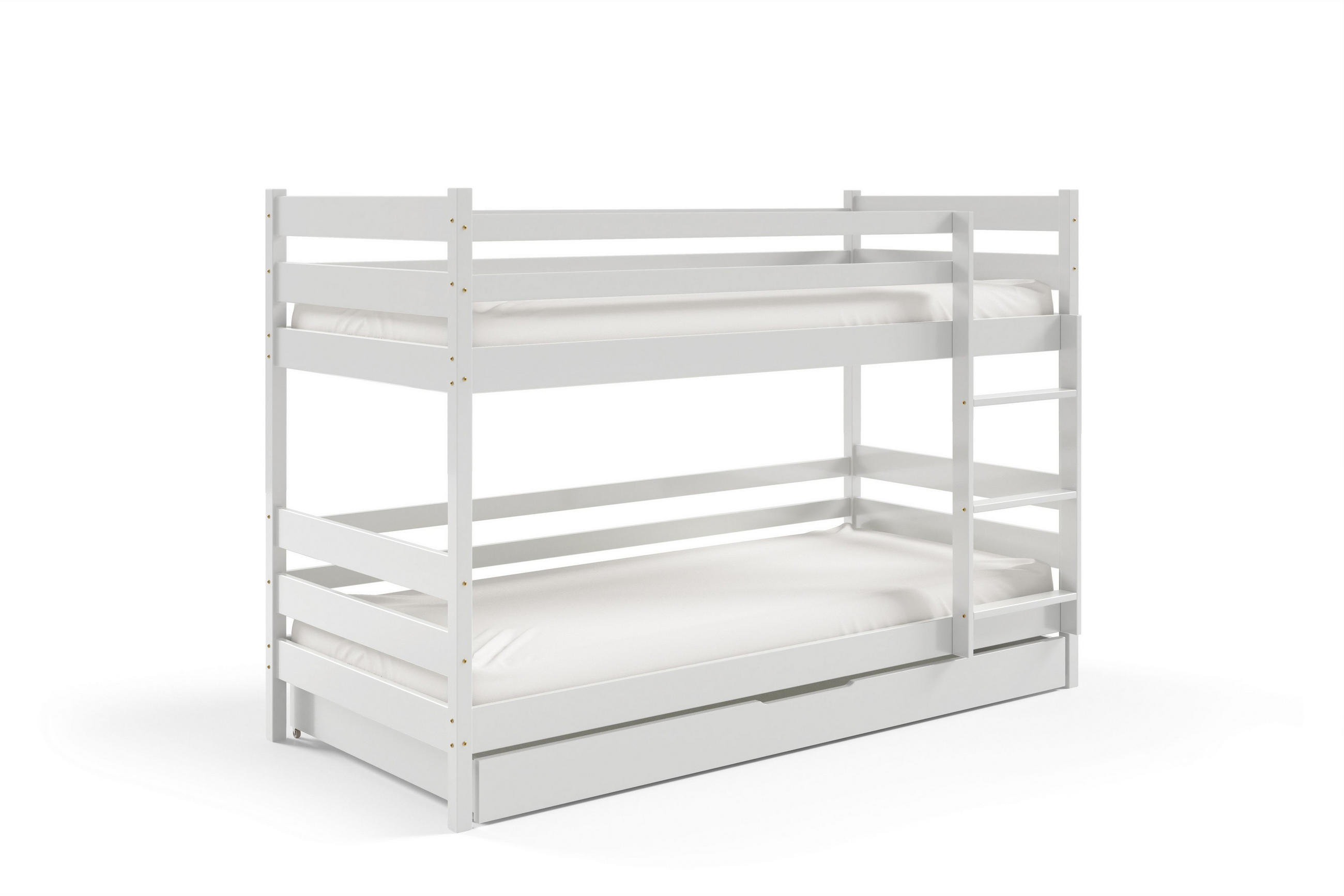 ETAGENBETT SIMBA mit Bettkasten 80x190 cm Weiß - Weiß, Holz (80/190cm) - MASSENO