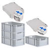 EUROBOX 4x Nextgen Economy Mit Scharnierdeckel Grau/BlauGriffe Offen 44 Liter - Blau, Kunststoff (40/22/60cm) - PROREGAL
