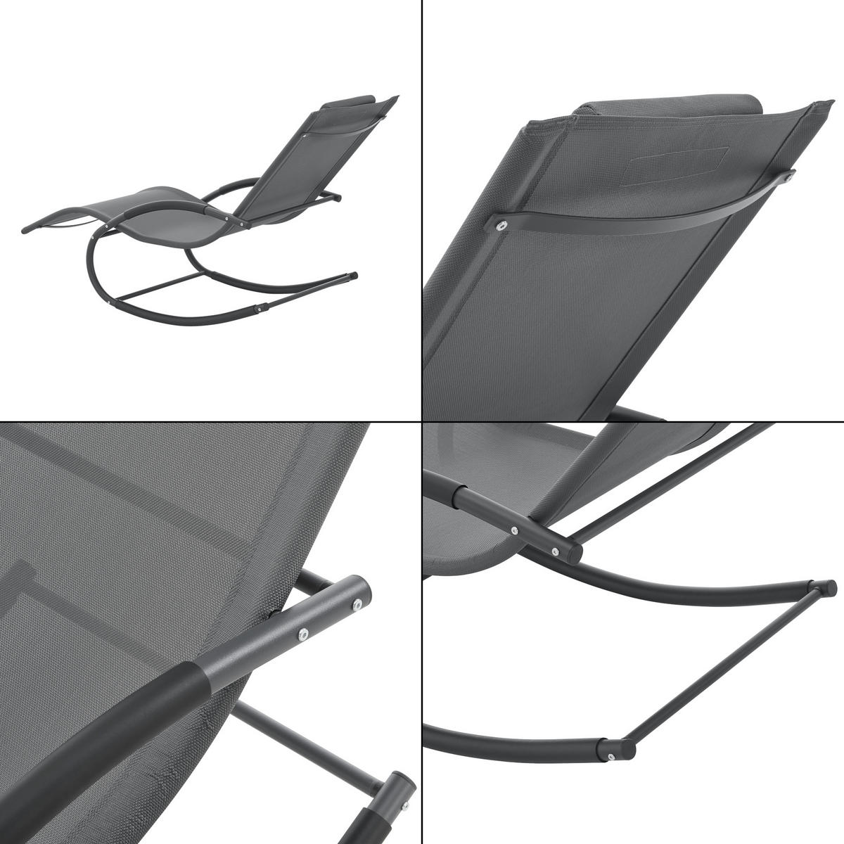 SCHAUKELLIEGE Tarent - Dunkelgrau, Metall (174/88/63cm) - [en.casa]