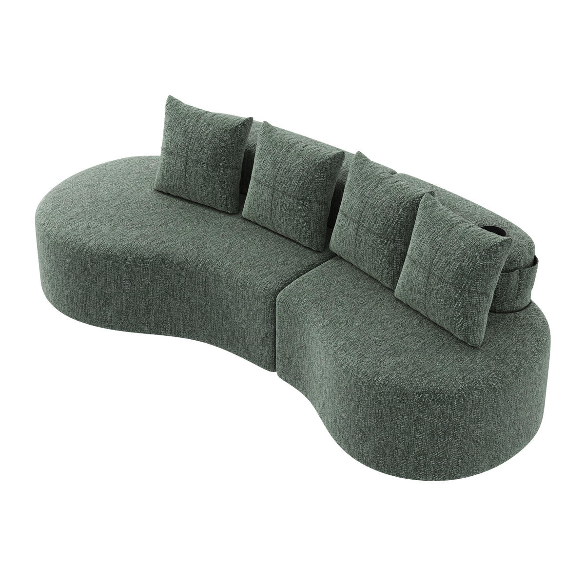 3-SITZER SOFA leinenstoff farbwahl mit getränkehalter & seitentaschen - Grün, Textil (240/63/109cm) - Urban Meuble