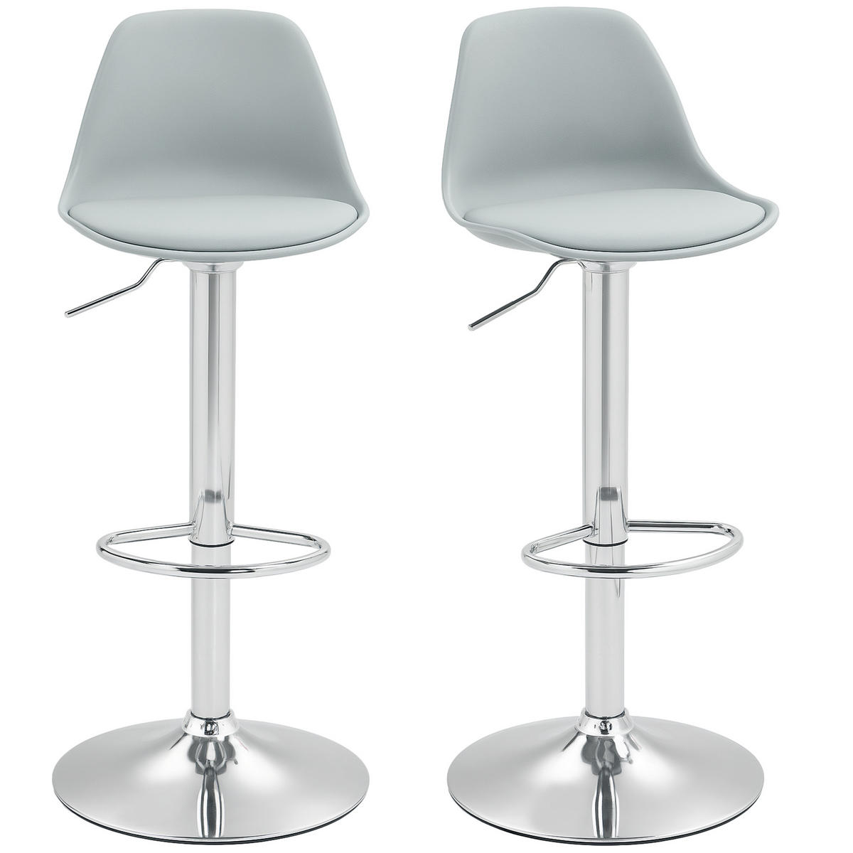 BARHOCKER 2er-Set DE-07977 höhenverstellbar mit Lehne Grau - Grau, Metall (42/104/41cm) - ComfortXL