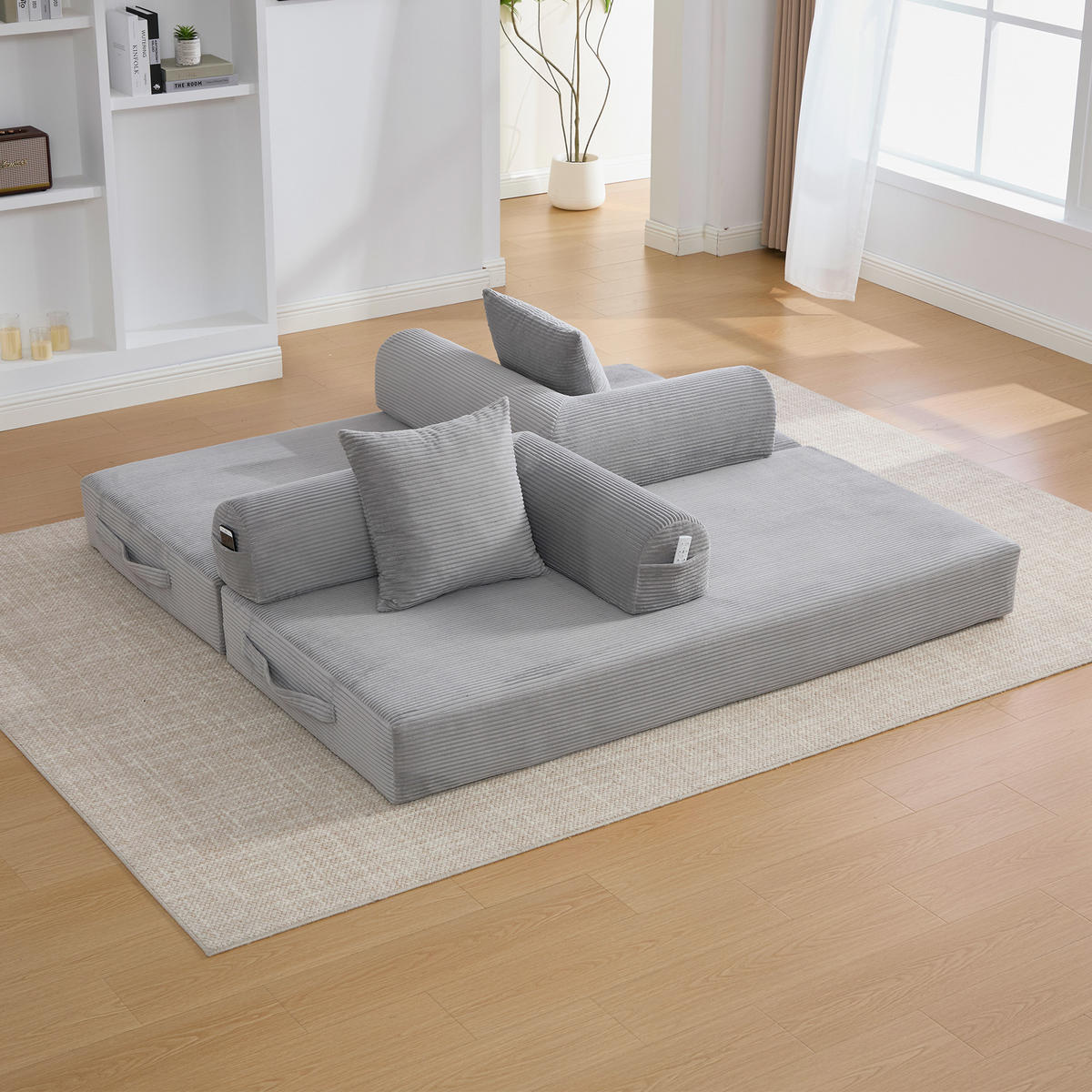 SOFA 3-Sitzer 200/94/67 cm Hellgrau - Hellgrau, Textil (94/67/200cm)
