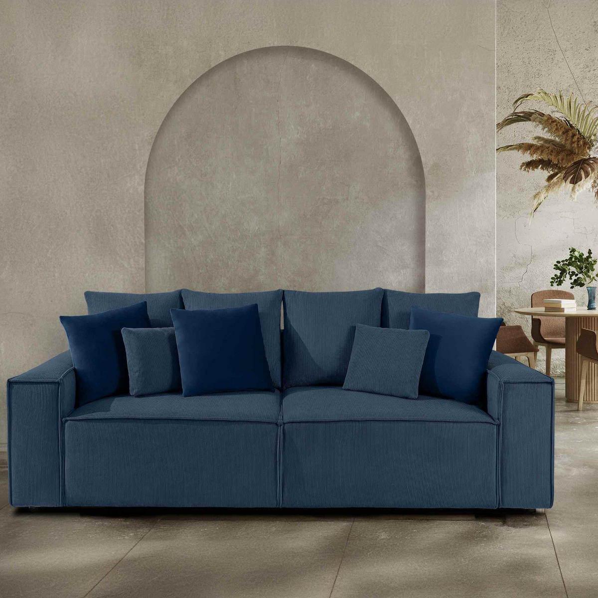 SCHLAFSOFA NAPI III 3-sitzer mit Kissen,Blau - Blau, Holz/Textil (244/89/101cm) - KONSIMO®