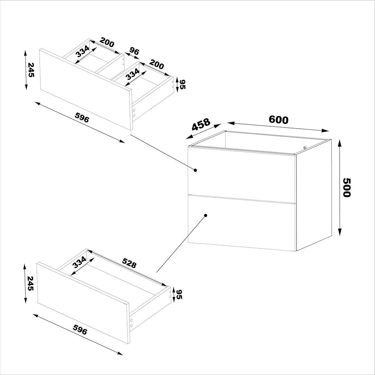 WASCHTISCHUNTERSCHRANK 60cm Tao Kaschmir - Beige, Holzwerkstoff (60/50/46.5cm) - Petits-meubles