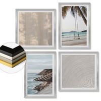 WANDBILDER 4er Set - 50x50 cm & 40x60 cm Silberner Rahmen - Sommerlicher Sandstrand mit Meerblick - Silberfarben, Kunststoff (50/50cm) - ArtPrintCave