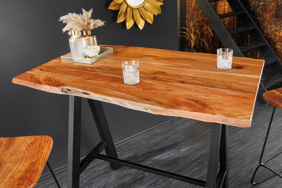 BARTISCH MAMMUT Akazie Natur 120 cm - Schwarz/Naturfarben, Holz/Metall (83/120/106cm) - riess-ambiente
