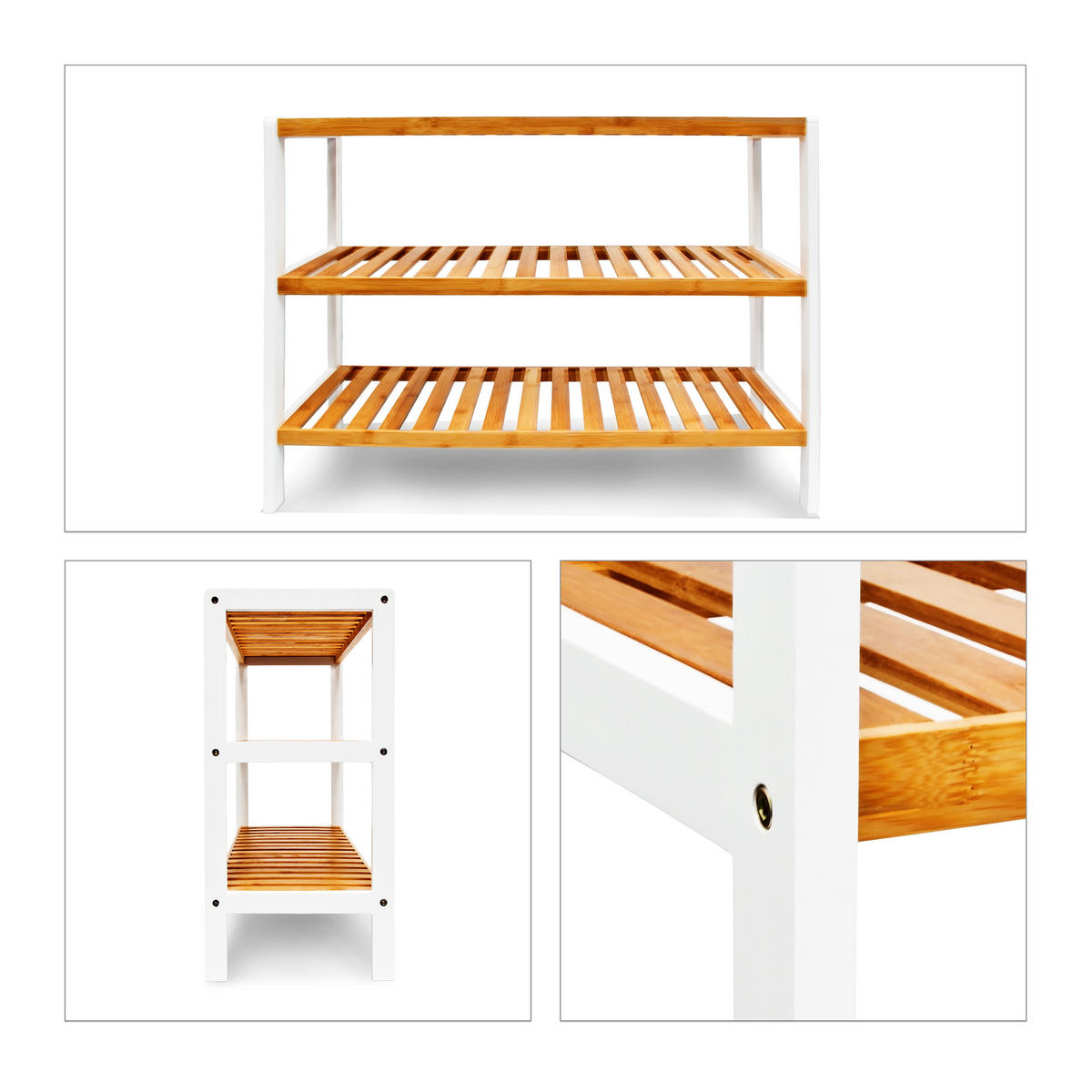 SCHUHREGAL - Hellbraun, Holz/Holzwerkstoff (70/54.5/24.5cm) - Relaxdays