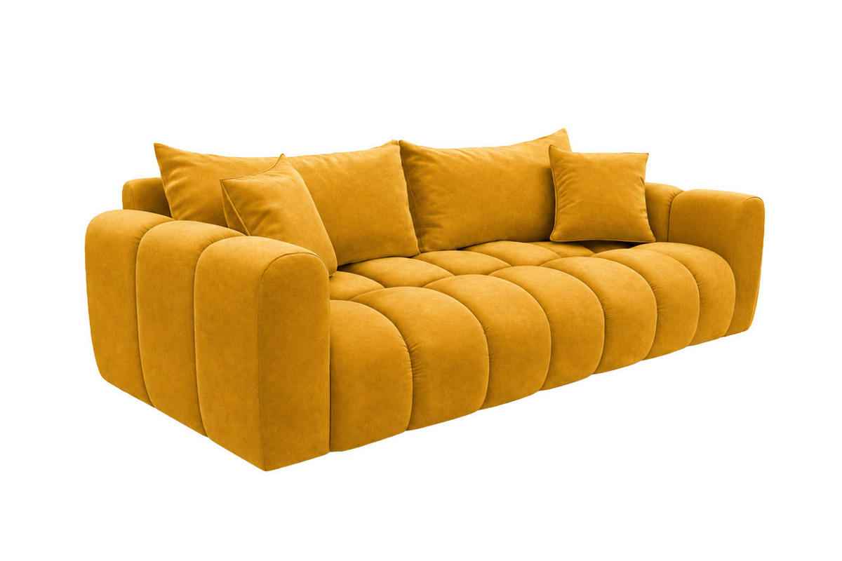 ROZKLÁDACÍ POHOVKA s úložným prostorem, velurová tkanina Bluvel, Zlatá, COSMOPOLITAN - zlatá, dřevo (240/97cm) - Kaiser Möbel