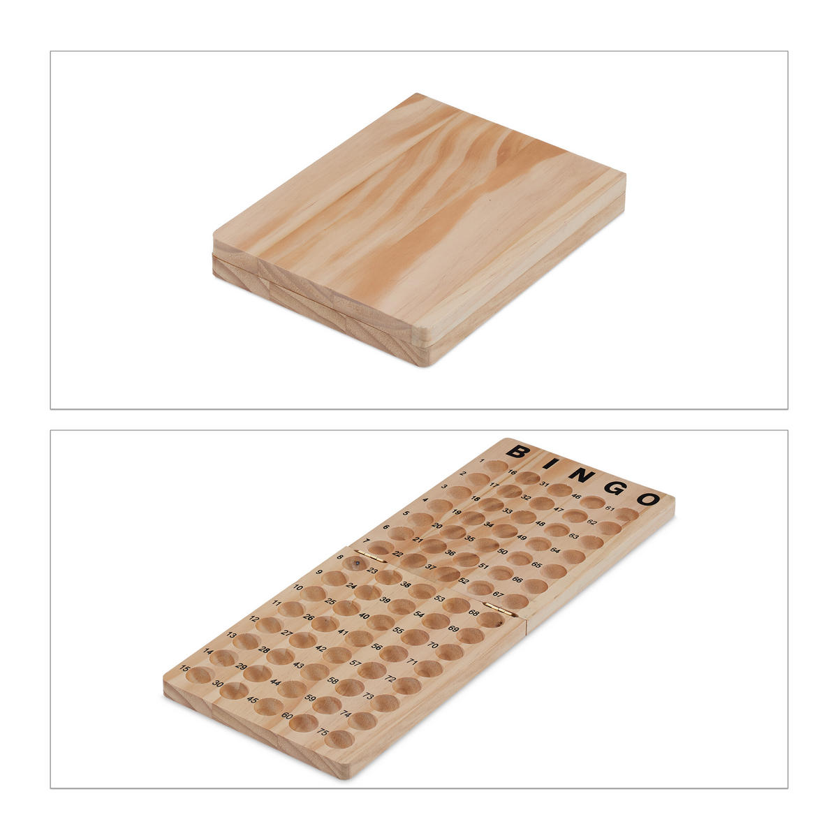 BINGO-SPIEL Set - Multicolor, Holz/Metall (23/30cm) - Relaxdays