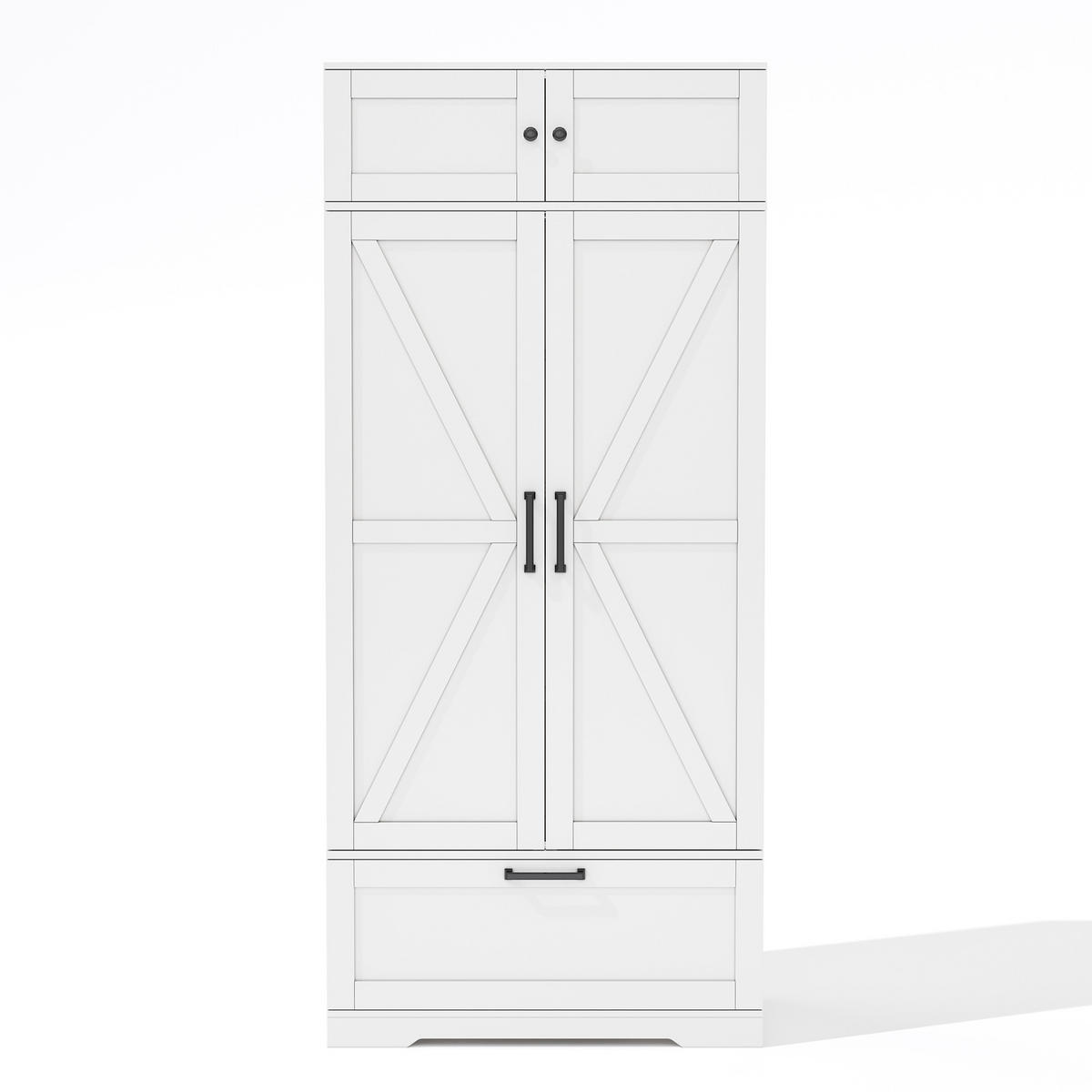 KÜCHENSCHRANK freistehend 80 x 40 x 180 cm mit Weinregal und Schublade Weiß - Weiß, Holzwerkstoff (40/180/80cm) - Meubliv