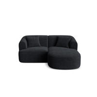 MODULARES-ECKSOFA rechts Campi aus Cord schwarz 3 Sitzplätze - Schwarz, Textil (156/180cm) - Cosmopolitan Design