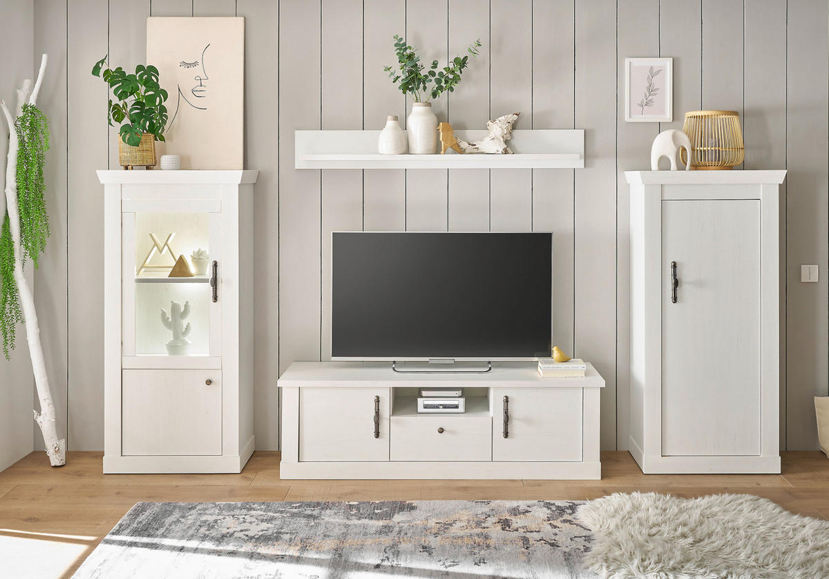 WANDBOARD weiß Pinie, Landhaus, Wandregal 150 cm - Weiß, Holzwerkstoff (150/20/20cm) - Furn.Design