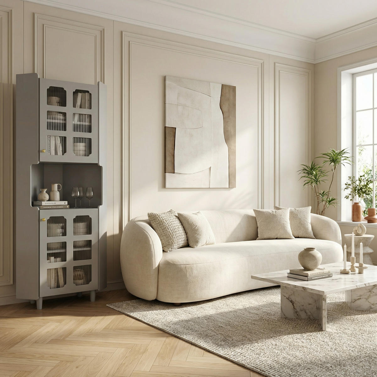 ECKSCHRANK in Grau lackiert mit App-LED-Beleuchtung - Grau, Holzwerkstoff (63/158/45cm) - Urban Meuble