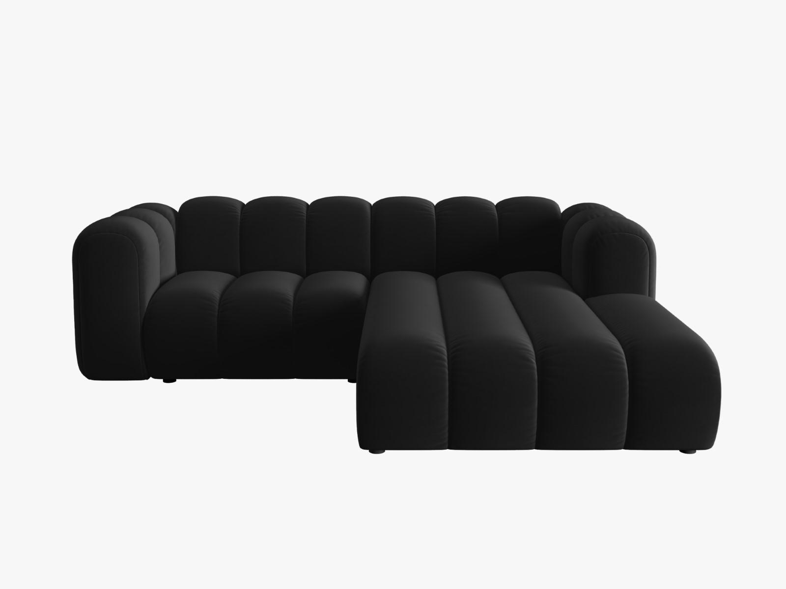 ECKSOFA modular rechts Lupine aus Samt schwarz 3 Sitzplätze - Schwarz, Textil (177/230cm) - Micadoni