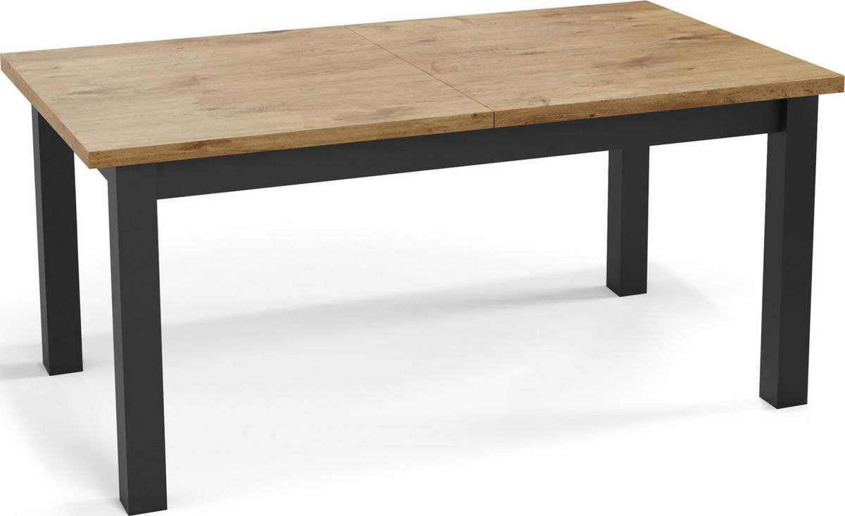 ESSTISCH Davidof rechteckig ausziehbar, Lancelot Eiche 120-160/80/76 cm - Eichefarben/Schwarz, Holz/Holzwerkstoff (120/67/76cm) - WFL GROUP