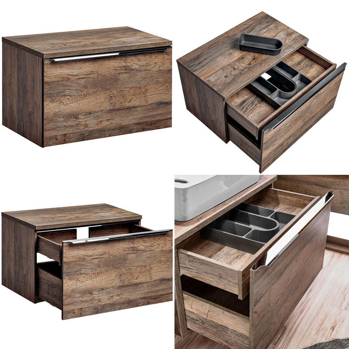 BADMÖBEL-SET 6-TLG. Puebla-56 - Braun, Holzwerkstoff (180/60/46cm) - Lomado