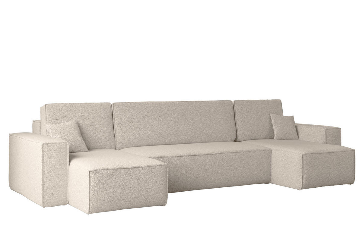 ECKSOFA Mit Schlaffunktion Und Bettkasten U-form BEST stoff Abriamo Beige - Beige, Holz (98/312cm) - Kaiser Möbel