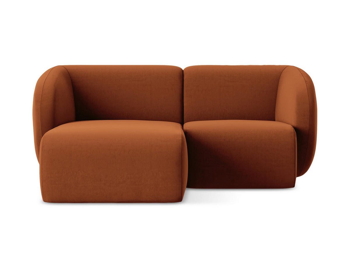 ECKSOFA Links Samt Stoff Orange - Terracotta/Schwarz, Holzwerkstoff/Kunststoff (178/166cm) - Makamii