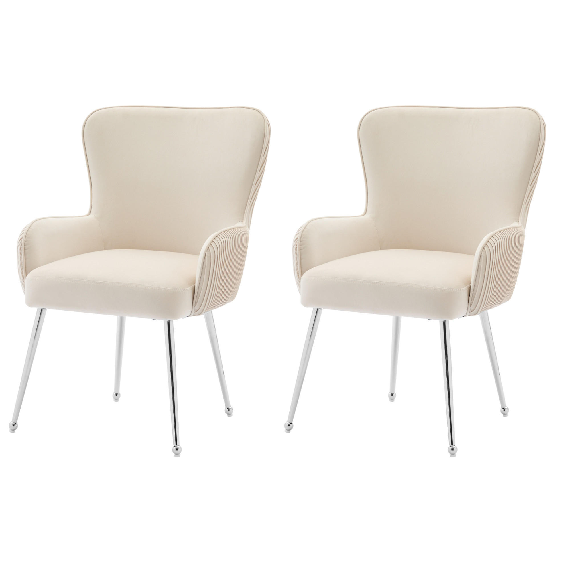 ESSZIMMERSTUHL 2er-Set Beige aus Samt mit Armlehnen - Beige, Textil (57/83/23cm)