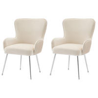 ESSZIMMERSTUHL 2er-Set Beige aus Samt mit Armlehnen - Beige, Textil (57/83/23cm)