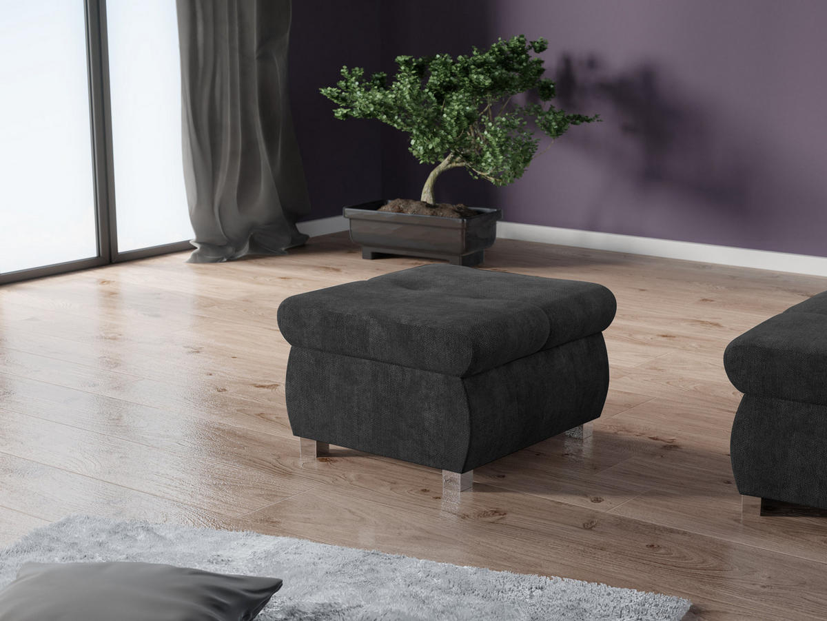 POLSTERHOCKER Orkan Klein - Silberfarben/Grau, Holz/Textil (60/39/60cm) - MIRJAN24