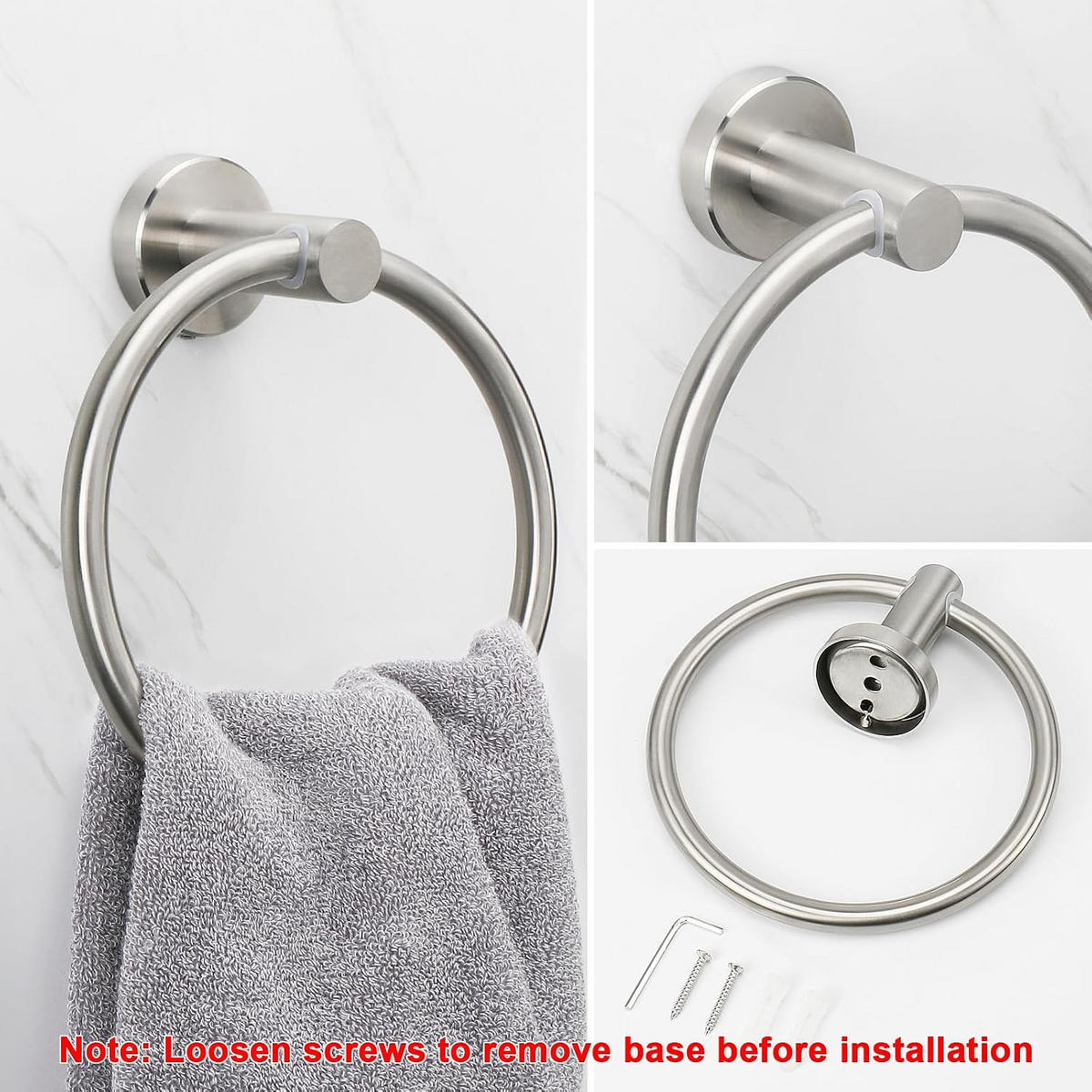 HANDTUCHHALTER – Silber – Zweiteiliges Set – Durchmesser 16 cm - Silberfarben, Metall (16/6.5/16cm)