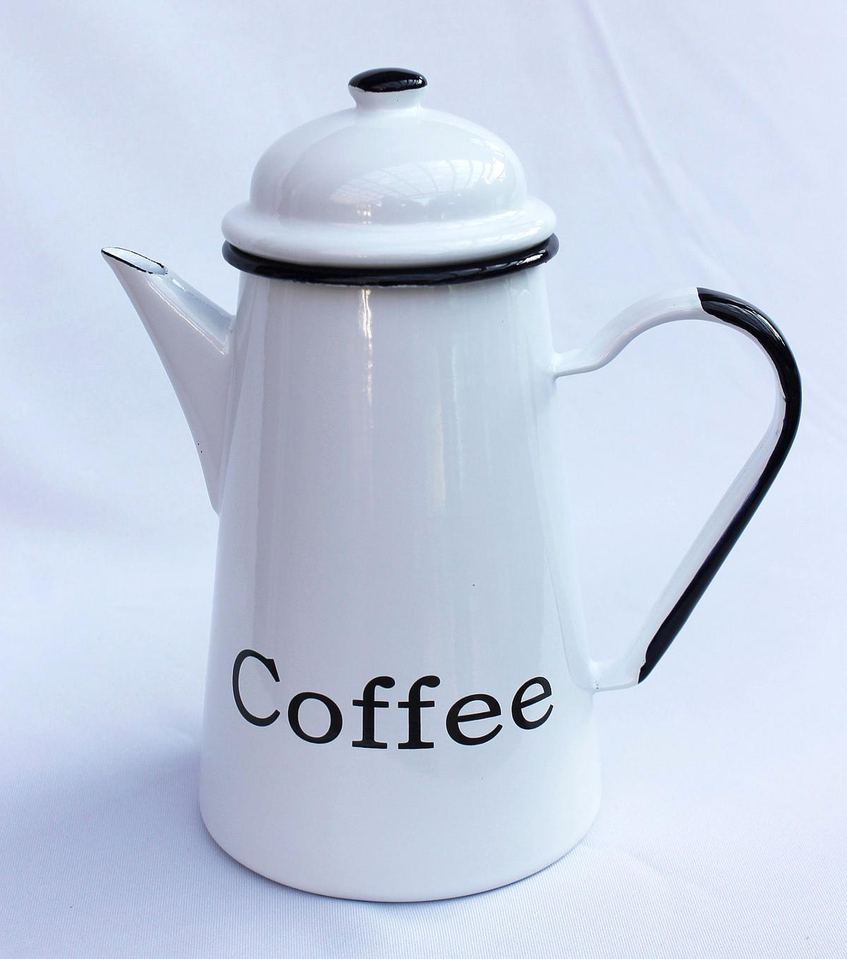 KAFFEEKANNE 578TB Coffee emailliert 22cm Wasserkanne Kanne Emaille Nostalgie Teekanne - Weiß, Metall (1.2L) - DanDiBo