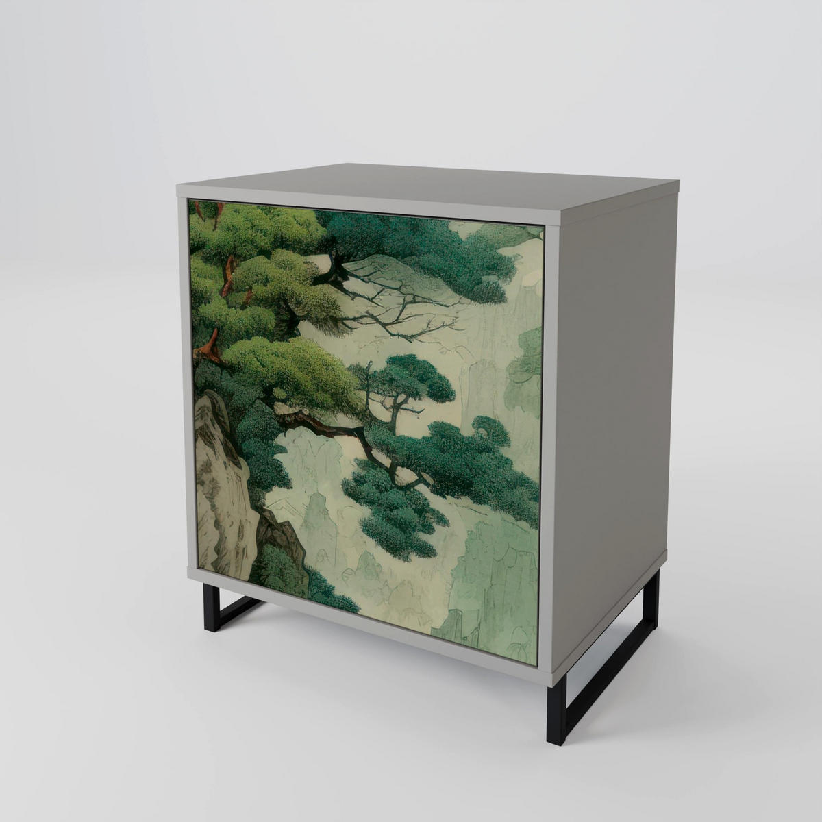 SIDEBOARD VERDURE ABYSS, Grau, 57,5x42x57,5 cm, Ohne Füße - Multicolor/Grau, Holzwerkstoff (57.5/57.5/42cm) - SpaceRebels