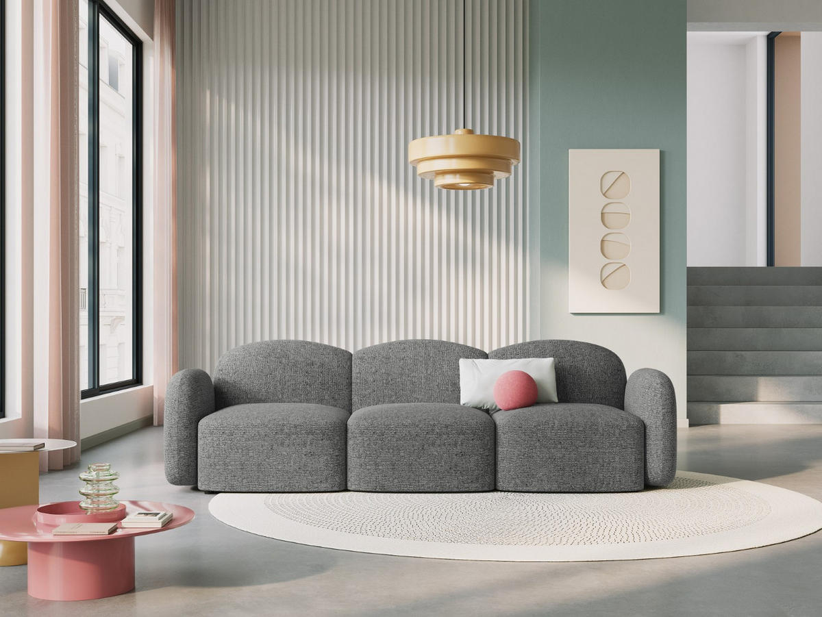 SOFA Blair aus Chenille-Stoff dunkelgrau mischung 3 Sitzplätze - Dunkelgrau, Textil (87/80/272cm) - Micadoni