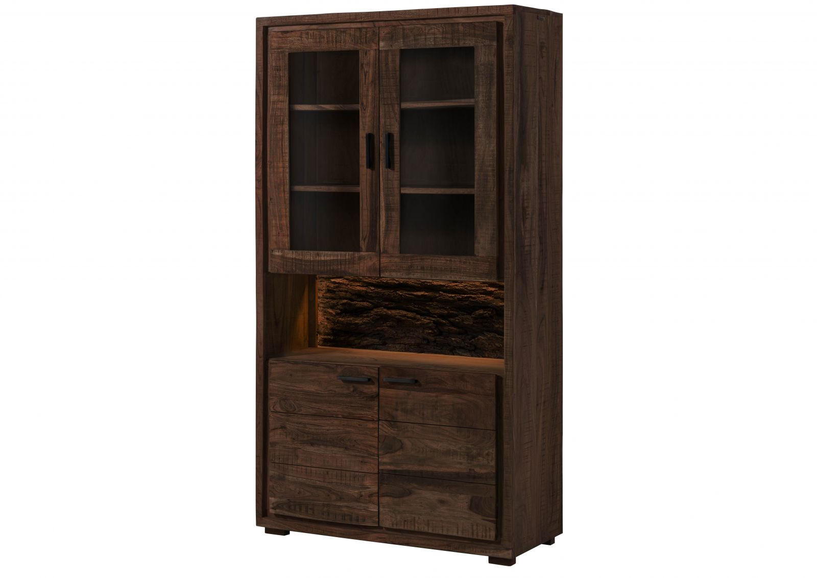 Massivmoebel24 Vitrine Dunkelbraun 98x180x40 cm