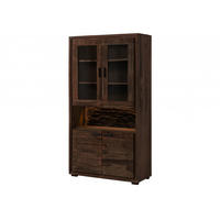 VITRINE Akazie 98x40x180 dunkelbraun lackiert BARK #209 - Dunkelbraun, Holz (98/180/40cm) - Massivmoebel24