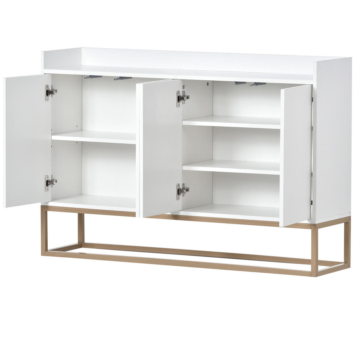 KOMMODE niedrig 4 Türen Einlegeböden Stauraum weiß - Weiß, Holz (30/80/120cm) - Fortuna Lai