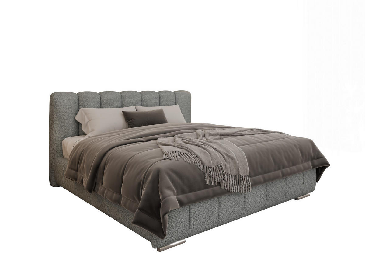 POLSTERBETT Zaira 180x200cm – Elegantes Polsterbett für modernen Wohnstil , Taschenfederkernmatratze Pocket KOKOS (20cm), Blaugrau - Blaugrau, Holz (180/200cm) - Panda Möbel