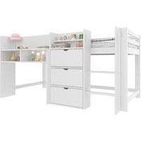 VISOKI krevet 90/200 cm s velikim spremištem, sigurnosnom ogradom i stabilnim ljestvama, Bijela - bijela, drvo (90/200cm) - Redom