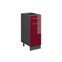 KÜCHENUNTERSCHRANK R-Line Rot Hochglanz 30 cm ohne Arbeitsplatte - Bordeaux/Anthrazit, Holzwerkstoff (30/81.6/46cm) - Vicco