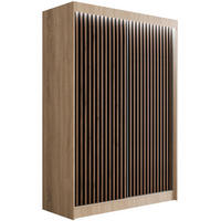 KLEIDERSCHRANK mit LED, Lamel-Schiebetüren VILANv2 - 150 cm Sonoma Eiche + Lamelle Eiche Wotan - Eiche Wotan/Sonoma Eiche, Holzwerkstoff (150/215/61cm) - ALTDECOR
