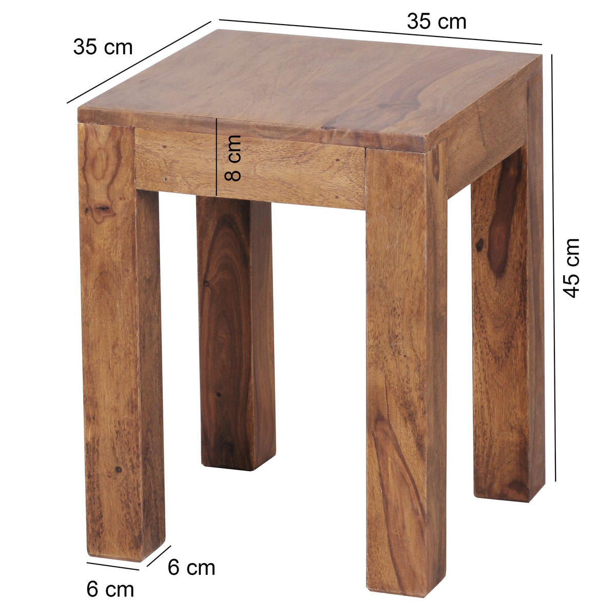 BEISTELLTISCH eckig DENISE Sheesham - Sheeshamfarben, Holz (35/35/45cm) - tinkaro
